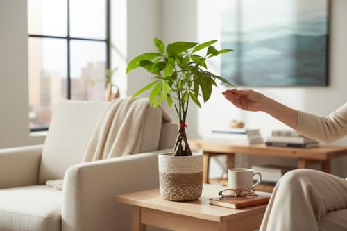 Image of Money Tree Live Indoor Plant | 14-22 Inches Tall Bonsai | Easy to Grow Houseplant | Home, Office, or Room Decor | Birthday, Housewarming Gift in 4 Inch Pot