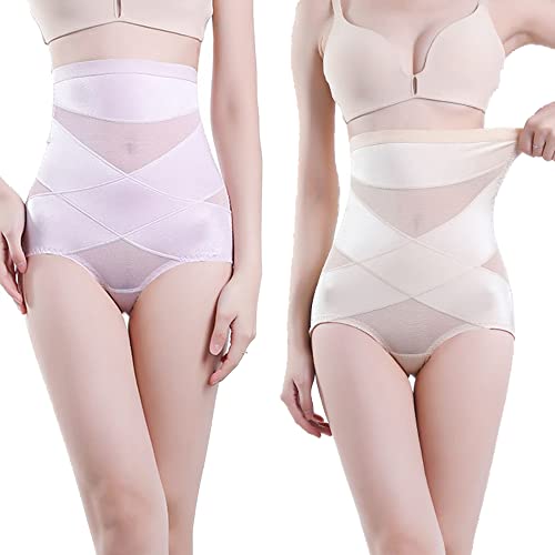 1/2PCS Cross Compression Abs Shaping Pants,Women Butt Lifter Shapewear Briefs,Shapewear Bodysuit Tummy Control for Women (Skin Color+Purple,XL) Cover