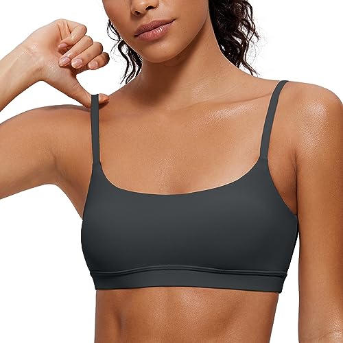 Image of CRZ YOGA Butterluxe Scoop Neck Sports Bras | Light Support, Removable Pads, Yoga, Extremely Soft, U Back, Adjustable Spaghetti Straps, for Women