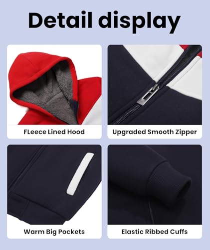 Image of SWISSWELL Boys Fleece Jacket Long Sleeve Sherpa Lined Zip Up Hoodies Soft Warm Sweatshirt Outerwear for Kids 6-15 Years