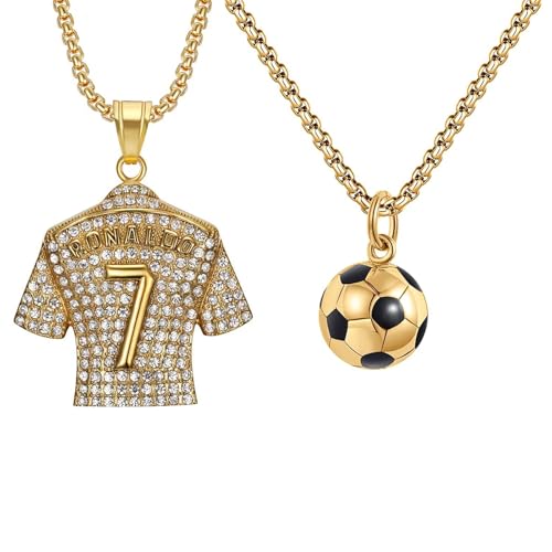 CANRNYACBZ 2 Pièce Collier En Jersey Numéro 7, Collier Pendentif En Jersey, collier En Diamant Numéro 7 Enfant Garçons, Chaîne De Clavicule Hip Hop,...