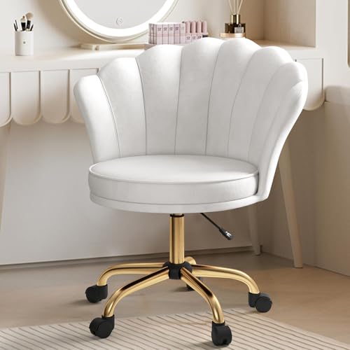 Aivermeil Chaise Coiffeuse Velours, Chaise Bureau Hauteur Réglable, Chaise Pivotante avec Pieds Métal, Ergonomique, pour Bureau, Chambre à Coucher, Charge 120 kg,...