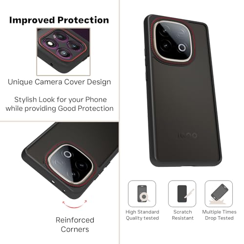 Image of RIGGEAR Shockproof Tough Hybrid Armor Back Cover Case for iQOO Neo 10 5G (Smoke Black Matte PC and Black TPU Bumper)