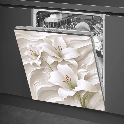 Flower Dishwasher Magnet Cover 23x26 Inch Petal Texture Magnetic Dishwasher Cover Washers Fridge Panel Decal Cover Washing Machine Cabinet Reusable Door Covers Decorative