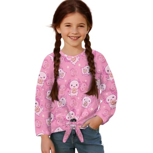 Girls Long Sleeve Shirt Tie Knot T Shirt Dance Holiday Tops