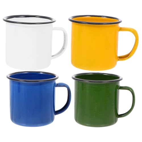 SMASOLO Tazas de Esmalte para Camping 4 Piezas Surtidas (,) con Asa Taza Vintage para Té y Actividades al Aire Libre