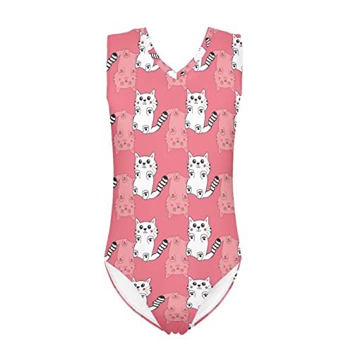 Howilath Traje de baño de playa para niñas, elástico, cómodo, para natación, surf, regalo, caballo, aguacate, vaca, corazón, degradado, Estampado de gatito, 11-12 años