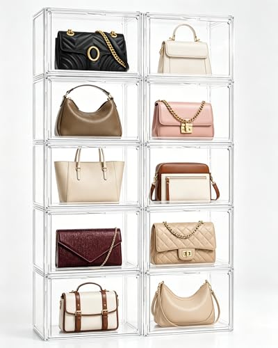 10 Pack Acrylic Shoe & Purse Organizer Boxes