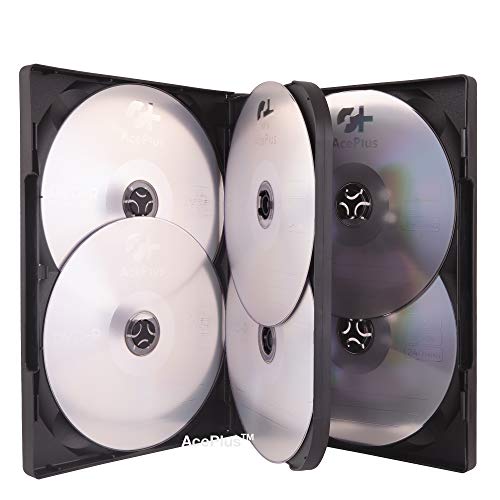 Aceplus 10-Pk Black Dvd Case For 6 Discs 22Mm Extra Chubby Thickness With Clear Outer Sleeve (10 Pieces) #TOP3