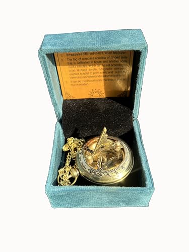 KNB HANDICRAFT Brass Sundial Compass Personalized Keychain Gift Father Son Wife Family Member