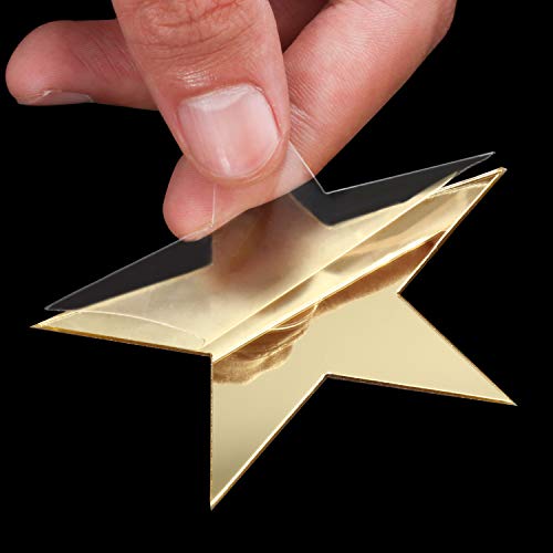 32 Pcs Removable Acrylic Mirror Setting Wall Sticker Star Pattern Diy Mirror Stickers For Kids Nursery Art Room Bedroom Background Decor (Gold) #TOP1