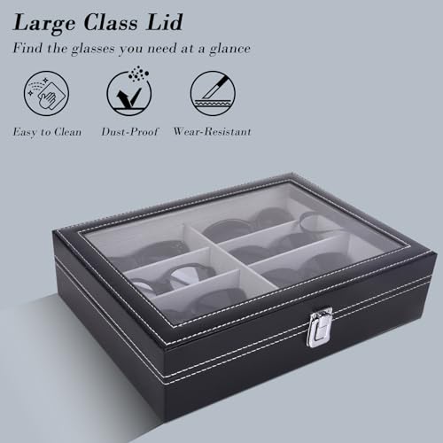 Image of AUTOARK Leather 8 Piece Eyeglasses Storage and Sunglass Glasses Display Case Organizer