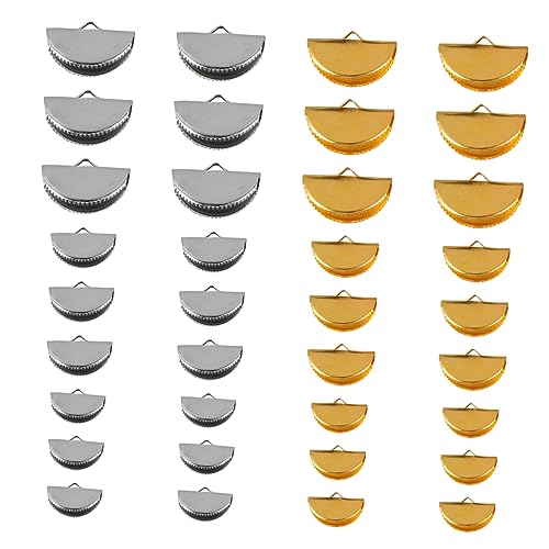 Veemoon Ribbon Crimp Clamp Ends DIY Craft Choker Anklets Clips Cord Ends Caps for Jewelry Making