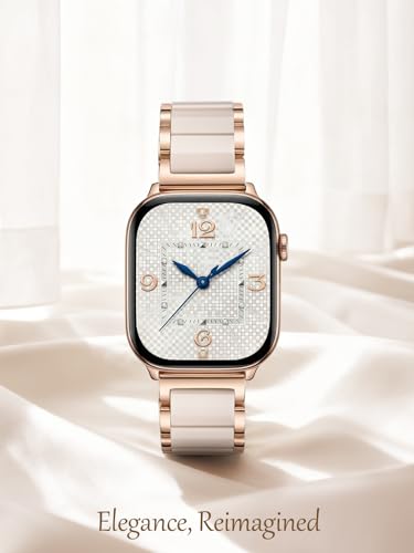 Image of V.R.HOPE Apple Watch Band for Women 42mm 44mm 45mm 46mm 49mm Fashion Rose Gold Stainless Steel Metal Strap with Resin Inlay, Fashion Bracelet Compatible with iWatch Series Ultra3 /11 /10 /9 /8 /7 /6 /SE (Oatmeale+Rose Gold)