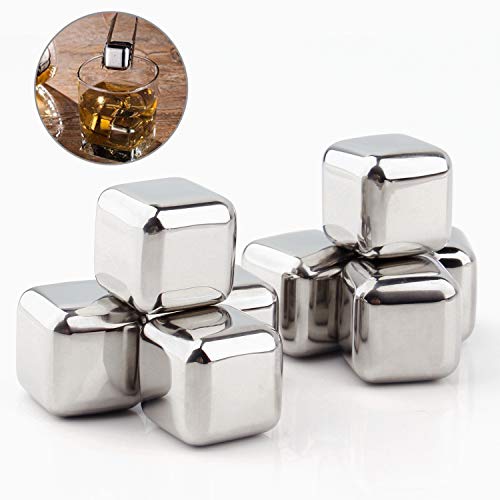 DERNORD Exclusive Stainless Steel Whiskey Stones - High Cooling technology Ice Cubes Chilling Rocks Reusable Wine Stone Durable Beer Drink Freezer Cooler Rock for Christmas and Birthday Gifts - Thumbnail 4