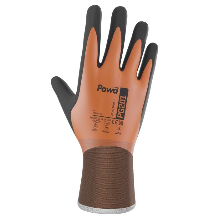 Pawa PG201 Water-Resistant Work Gloves, Latex-Coated Grip Gloves with Heat Resistance, Dual-Dipped - Image 3