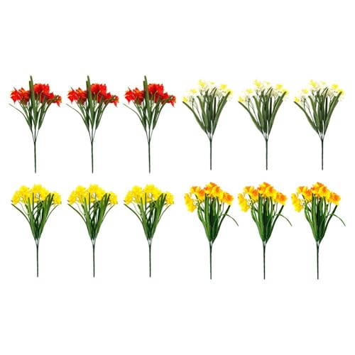 Narcisos artificiales de seda FACAIIO de 35 cm con cuatro variantes de color para decoración 2