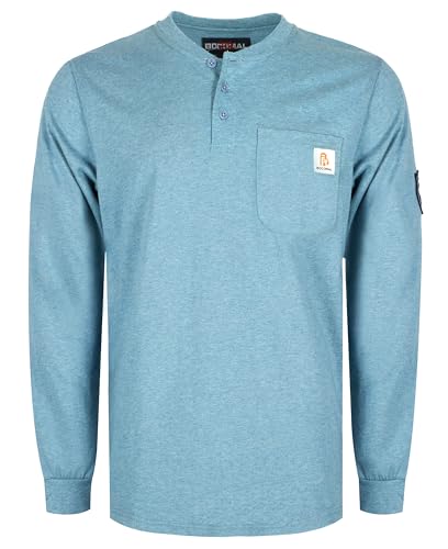 Image of BOCOMAL FR Shirts Flame Resistant Shirt 5.5oz 100% Cotton Light Weight CAT2 Fire Retardant Henley Shirts
