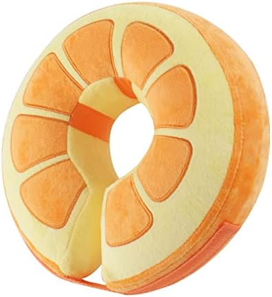 IEUUMLER Inflatable Recovery Dog Collar, Protective Donut Cone, Adjustable Soft Collar for Dog and Cat After Surgery Prevent from Biting & Scratching EU002 (Orange, XL)