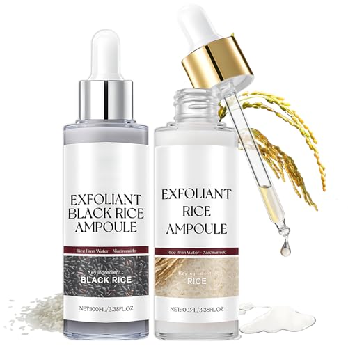 Peel Shot Glow Rice Ampoule Duo, Black and White Rice Exfoliante Rice Ampoule, Ampollas de Arroz Peel Shot Glow Duo, Peeling Visage Apertura de Poros, Eliminador Puntos Negros, 2 * 100ML