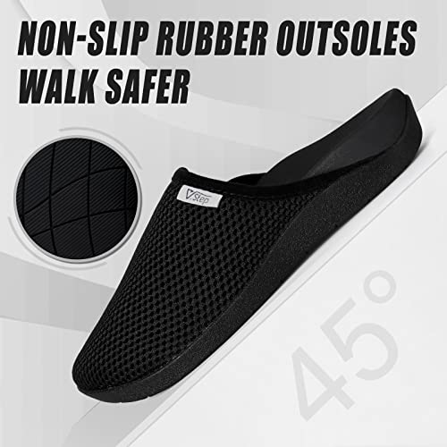 V.Step Breathable Mesh Orthopedic Slippers with Arch Support for Women Men Plantar Fasciitis Orthotic Slip On Mules Indoor Outdoor House Shoes, Black3