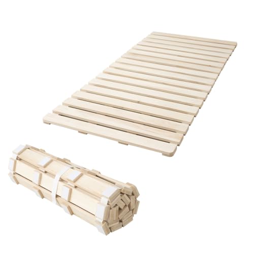 EMOOR Cama Enrollable de Madera Extra Gruesa y Resistente 100 x 200 cm para Futón Japonés, Tatami Minimalista Duradero Paulownia Sin Pintar para Invitados