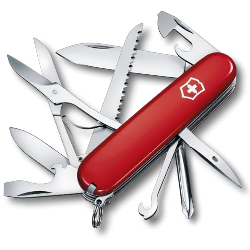 Victorinox Multiuso Fieldmaster, 15 Funzioni, Made in Switzerland, Multi-strumento con Gancio multiuso, Apriscatole, Forbici, Rosso
