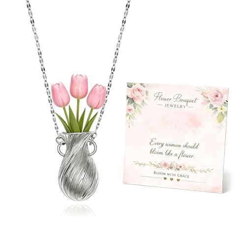 Peraca Cris Flower Holder Jewelry Set for Women DIY Mini Vase Necklace and...