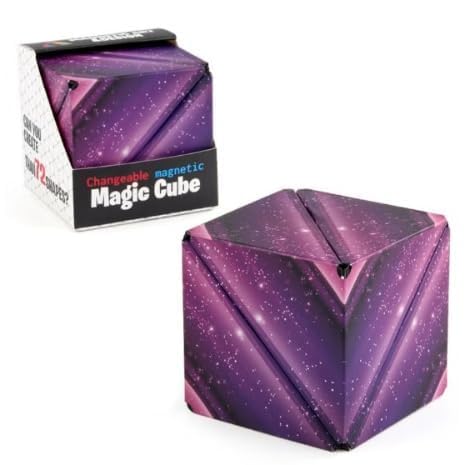 Magic Cube Shape Shifting Puzzle Box for Kids Age 6+ Months and Adults | Cube with 36 Rare Earth Magnets Transforms Into Over 72 Shapes | 3D Fidget Mind-Challenging Fun Game (Purple)-image-5