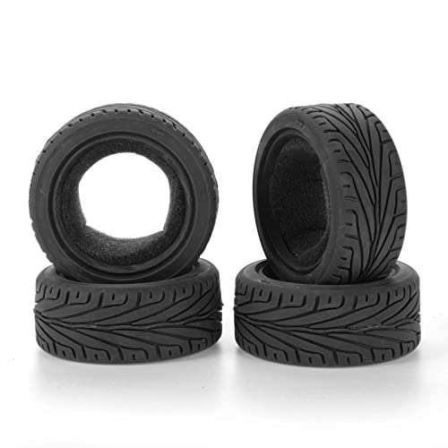 Lafeina 1/10 Rc On-Road Car Tyres, 65Mm Rubber Rc Tire For 1/10 Traxxas Hsp Tamiya Hpi Kyosho Rc On Road Run-Flating Car (Black) #TOP4