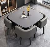 AMZSEW Dining Table and Chairs Set 5 Piece,Modern Kitchen Table Dining Chairs Set Space Saver Table and 4 Chairs for Restaurant Kitchen Conference Living Room Tablesets(GRAY 80CM)