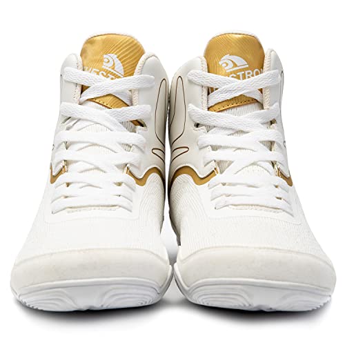 Ifrich Professional Mens Wrestling Shoes Lightweight Breathable Men Wrestling Sport Sneakers (11,White Gold) #TOP1