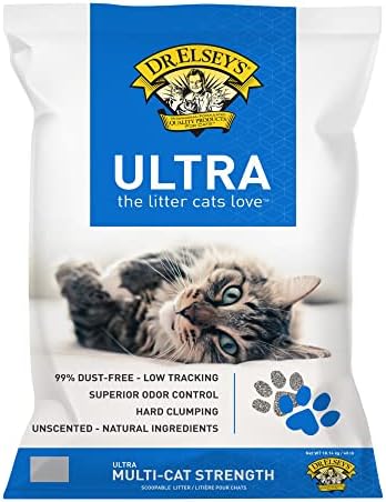 Dr. Elsey’s Premium Clumping Cat Litter - Ultra - 99.9% Dust-Free, Low Tracking, Hard Clumping, Superior Odor Control, Unscented & Natural Ingredients