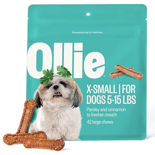 Ollie Dental Chews for Extra Small Dogs 12 Oz Fresh Breath Teeth Cleaning Treats Sticks for Dog Oral Care with Parsley and Cinnimon for Pups 5-15 lbs