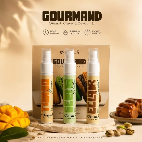 Image of OSSA Gourmand Parfum Miniature Set for Men & Women, 30ML (3 x 10ML) | Mango, Pista & Caramel Fragrances | Long Lasting Unisex Perfume Gift Set | Premium Travel Size Parfum Collection