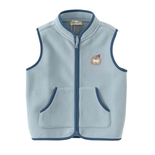 DAVE&BELLA Toddler Vest for Girls Boy, Sleeveless Reversible Sherpa Fleece Vest Fall Winter Button Down Waistcoat Outerwear