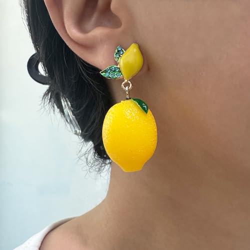 Lemon Earrings for Women Unique 3D Grape Lime Green Leaf Drop Dangle Earring Cute Funky Party Prom Jewelry Gift3