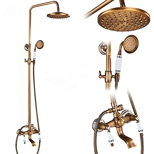 Ensemble de douche en laiton antique avec douchette et bec baignoire