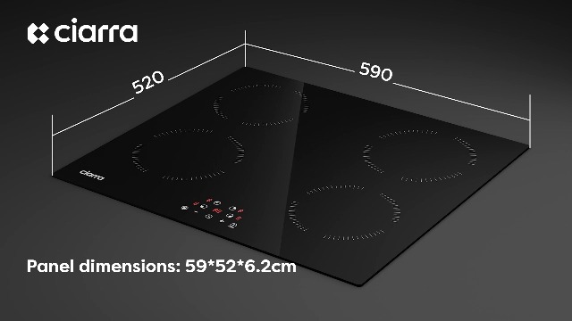 Image of CDV 6000W Built-in Induction Cooktop 4 Burners, 24 Inch Electric Cooktop Touch Control Ceramic Glass Plate 9 Power Levels Fast Heating Safety Child Lock