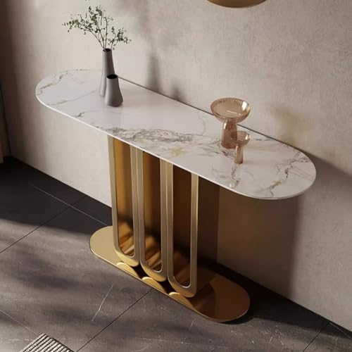 Mesa de Entrada Moderna, Mesa Consola Detrás del Sofá, Encimera de Placa de Roca Brillante de 12mm, Mesa Auxiliar Pasillo Estante, para Sala de Estar, Entrada, Pasillo (Color : Style 1, Size : 120×3