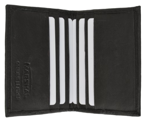 MARSHAL Mens New Black Leather Lamb Bifold Mini Wallet #66