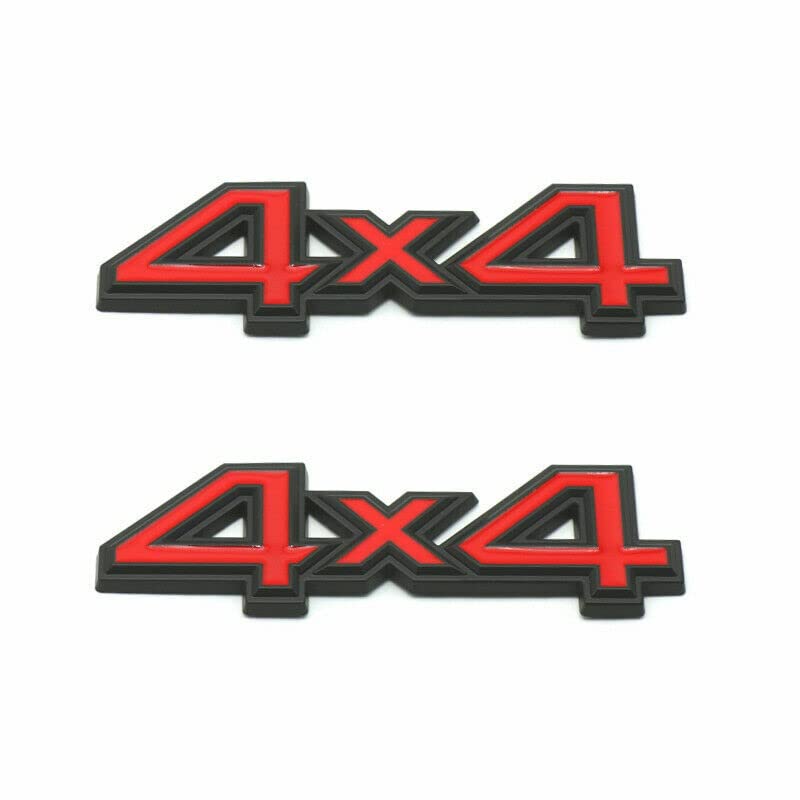Image of 2X Universal 4x4 Emblem 3D Metal Badge Logo for Car /Truck /SUV /Pickup Side Door Fender Rear Liftgate (Red Black)