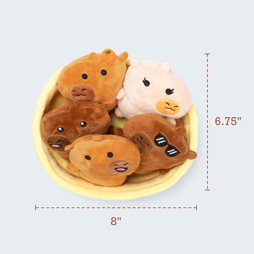 Image of Emotional Support Capybaras by Relatable, Cuddly Stuffed Animals and Plushies Set, Includes 5 Capybara Plush Toys with Carrying Basket, Cute Stuff & Graduation Gift Ideas