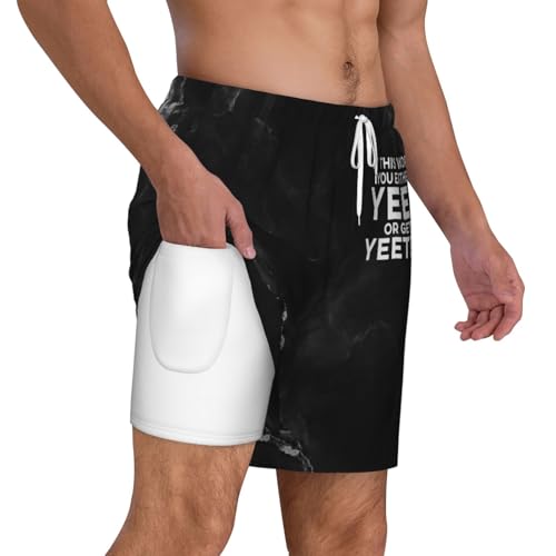 Breathable Men's Swim You Either Yeet Or Get Yeeted Shorts with Adjustable Waist2