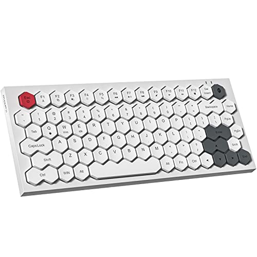 MOFII Wireless Bluetooth Keyboard for Mac OS, USB Wired Rechargeable Multi-Device Keyboard with Hexagon Keycap Compatible for Windows MacBook Pro/Air, iMac, iPhone, iPad Pro/Air/Mini (White)