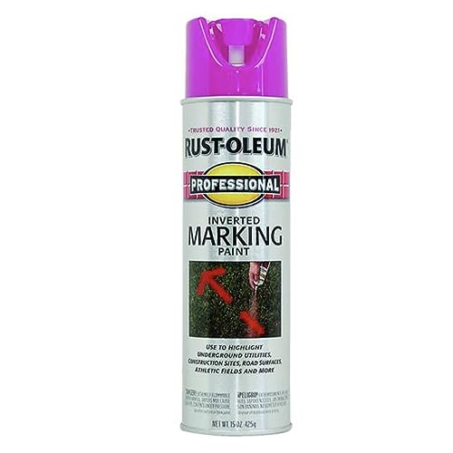 Image of Rust-Oleum 390471 Professional Inverted Marking Spray Paint, 15 oz, Fluorescent Pink, (Pack of 1)