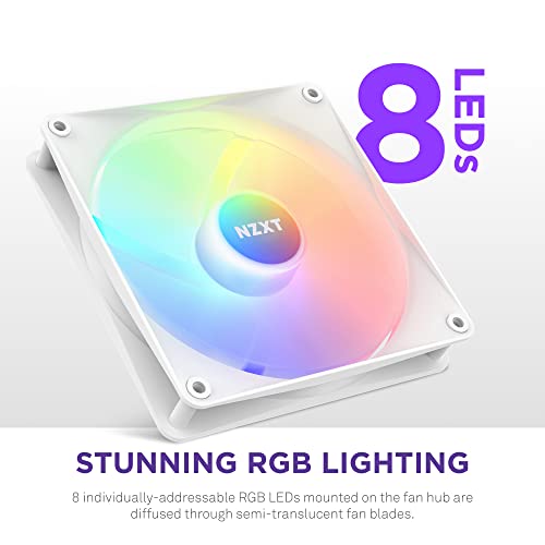 Image of NZXT F140 RGB Core 140mm Hub-Mounted RGB Single Pack Case Fan - White - RF-C14SF-W1