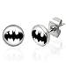 Mens or Womens Stainless Steel Batman Stud Earrings - 8 mm Diameter (.31")