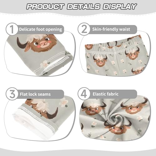High Cow Yak Daisy Girls Leggings Athletic Pants Tights Stretch Bottom3