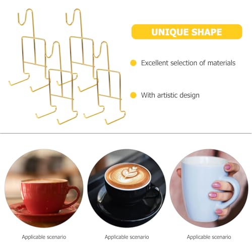 HIAKDOFT 4個 欧式金色コーヒーマグカップ収納ラック フック付き水切りスタンド ティーカップ グラス用おしゃれ展示 乾燥ホルダー キッチン